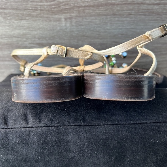 Authentic Chanel Dark Brown/Gold/Jewel Thong Sandals - Picture 13 of 16